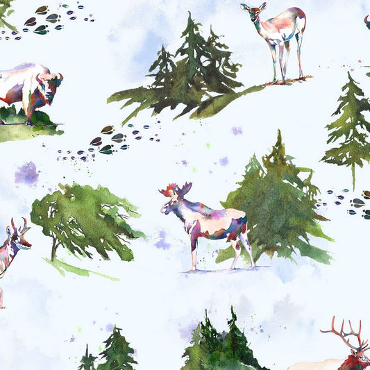 Wild and Wonderful - Wherever I May Roam in Snow Flurry - RJR Studio - RJR Fabrics