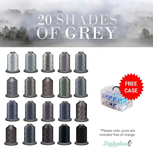 Glide Thread "20 Shades of Grey" 20 Mini-Spools with BONUS Case