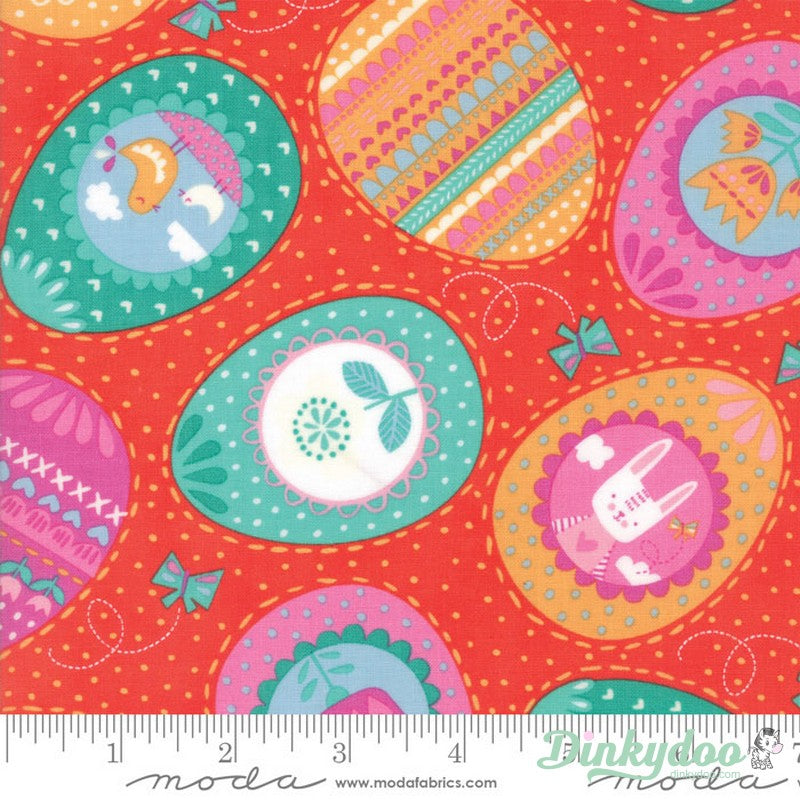 Spring Bunny Fun - Bunny Eggs Red - 20542-19 - Stacy Iest Hsu - Moda