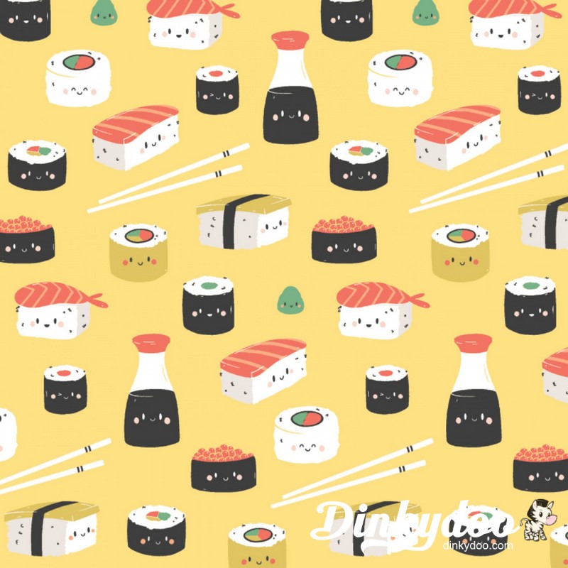 On A Roll - Sushi-Mania in Yellow - Camelot Fabrics