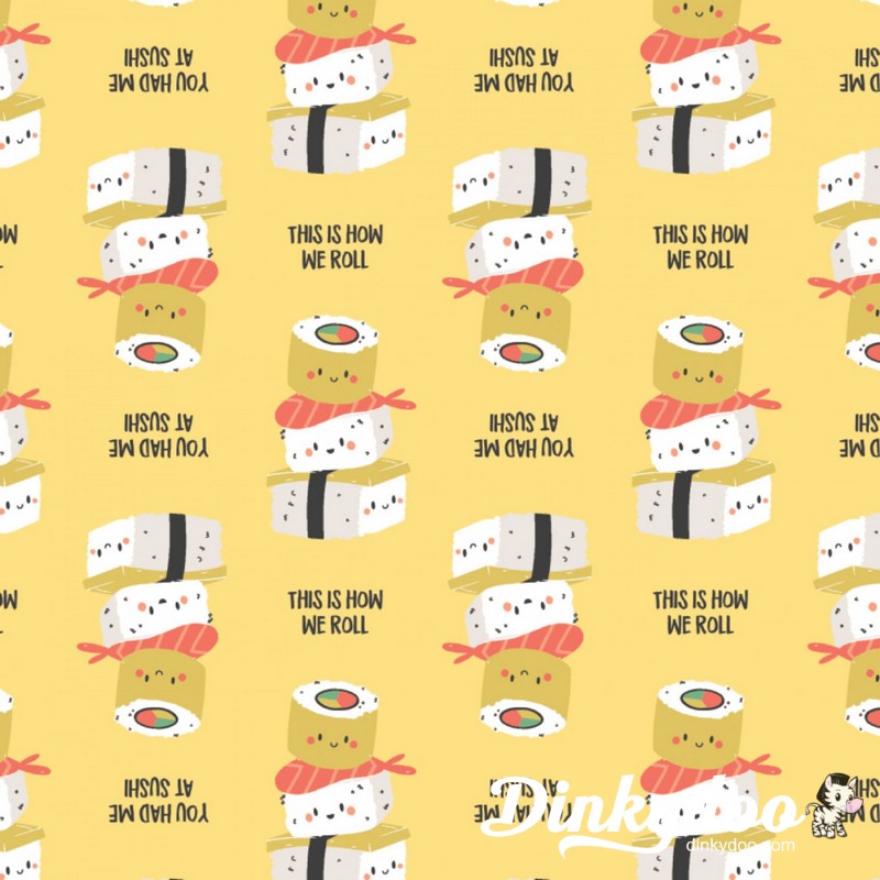 On A Roll - You Had Me At Sushi in Yellow - Camelot Fabrics