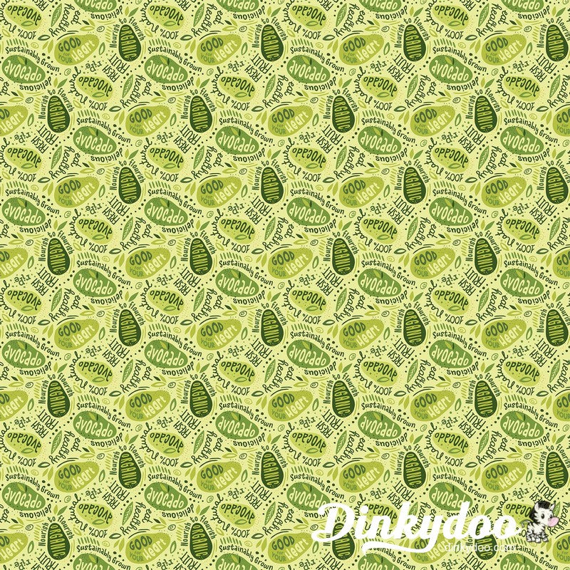 Avocado Love - Words in Chartreuse - Northcott
