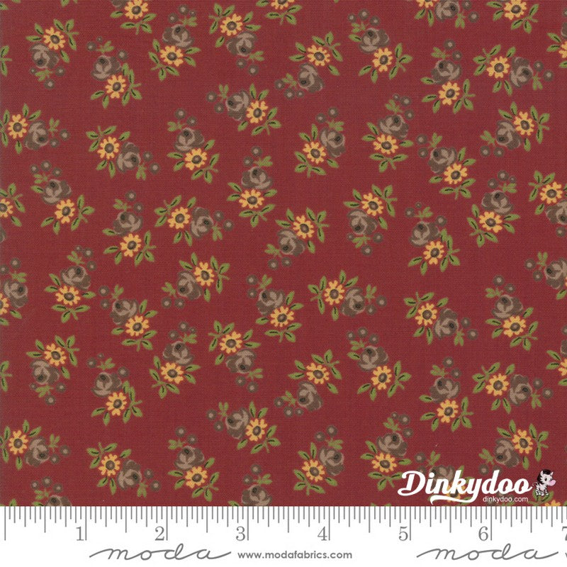 Nancy's Needle 1850-1890 - Prairie Flowers in Berry Red - Betsy Chutchian - Moda