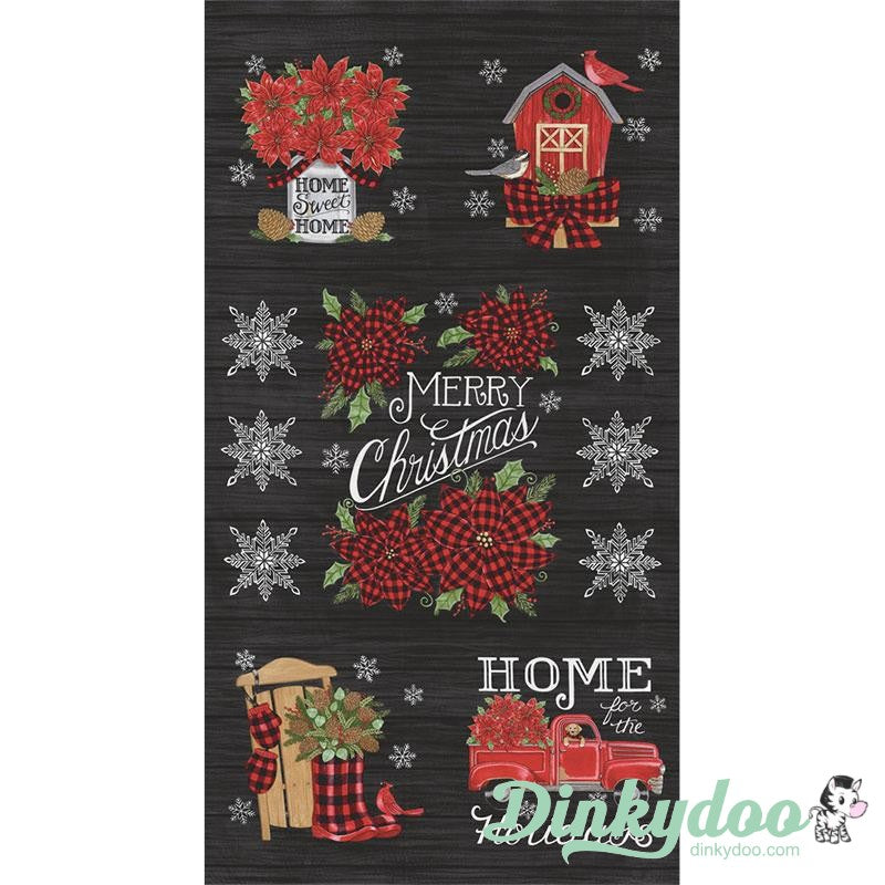 Home Sweet Holidays - Charcoal Black Panel - Deb Strain - Moda