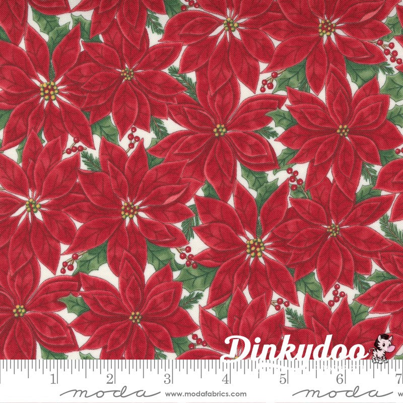 Home Sweet Holidays - Poinsettia in Red/White - Deb Strain - Moda