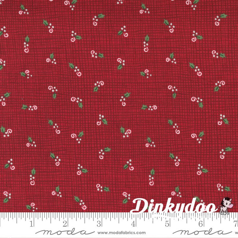 Home Sweet Holidays - Burlap & Holly in Berry Red - Deb Strain - Moda