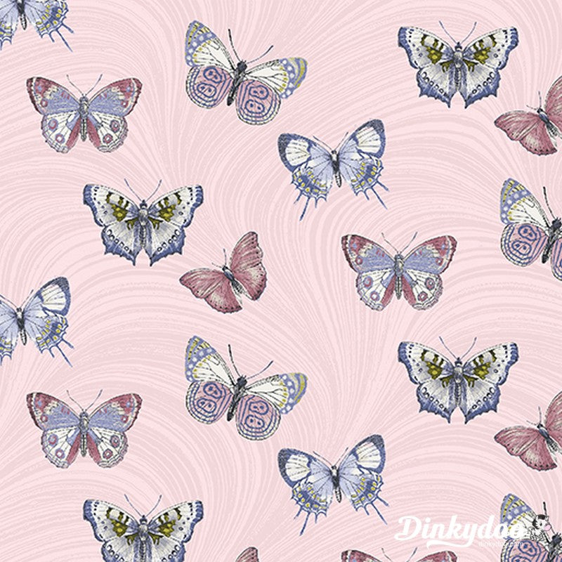 Totally Tulips - Butterfly Wave Light/Pink - Benartex