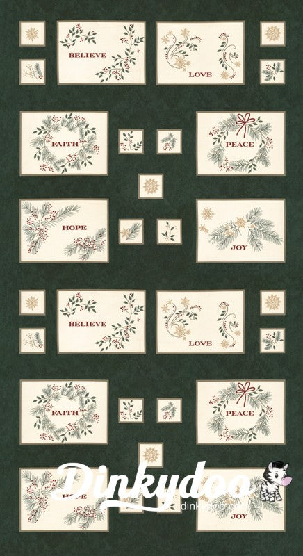 Warm Winter Wishes - Panel in Green - Holly Taylor - Moda