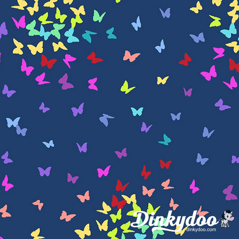 Rainbow Sprinkles - Butterflies in Navy - Andover