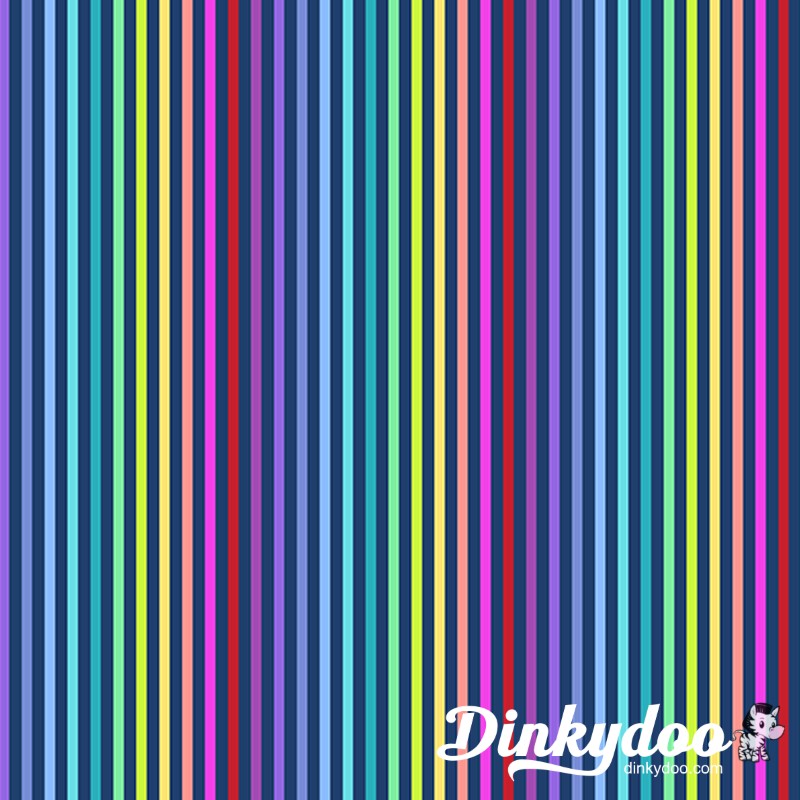 Rainbow Sprinkles - Stripes in Navy - Andover