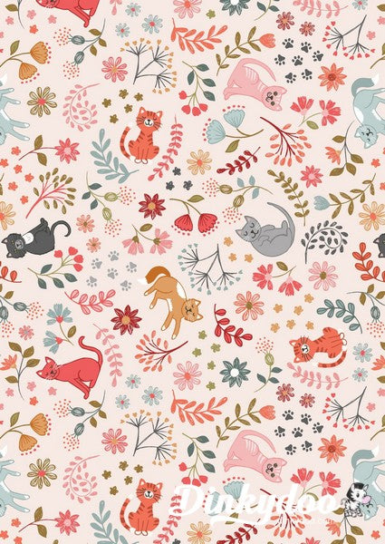 Purrfect Petals - Floral Cats on Warm Cream - Lewis & Irene