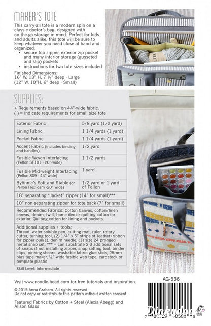 Maker's Tote Pattern - Noodlehead