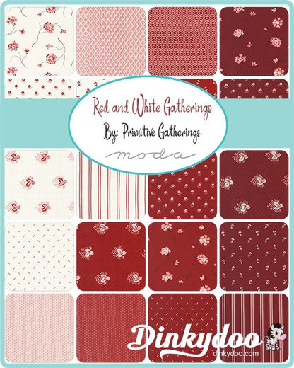 Red and White Gatherings - Mini Charm Pack - Primitive Gatherings - Moda