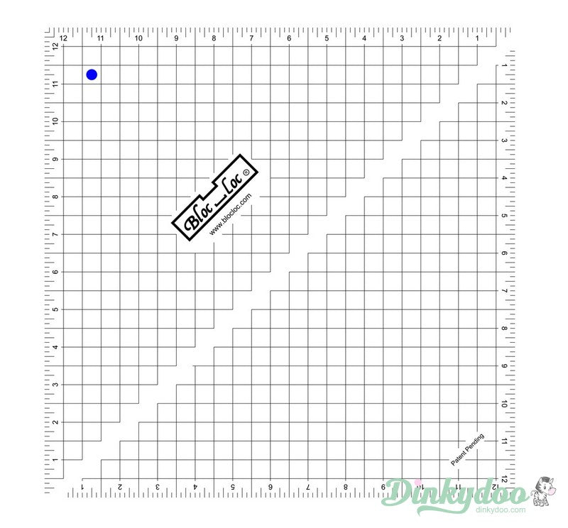 Bloc Loc - 12.5" Half Square Triangle Square Up Ruler (Pre-order: Mar 2026) - Dinkydoo Fabrics