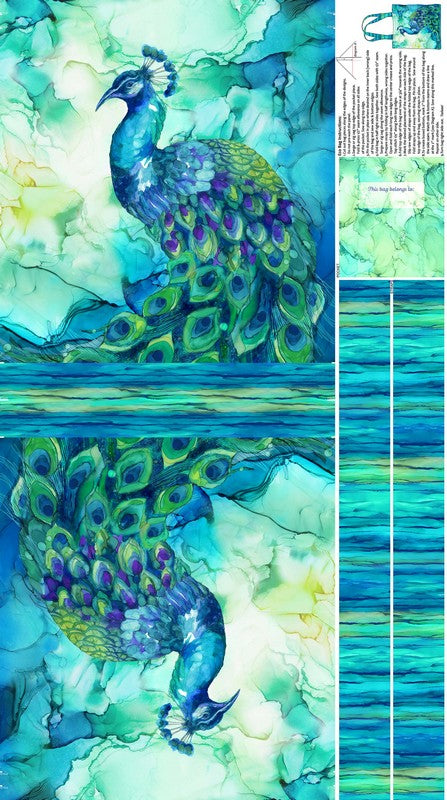 Allure - Canvas Bag Panel in Peacock - Deborah Edwards - Northcott (Pre-order: Oct 2023)
