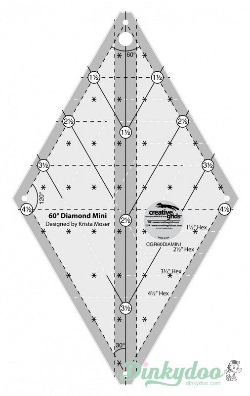 Creative Grids - 60 Degree Mini Diamond Quilt Ruler (Pre-order: Jun 2024)