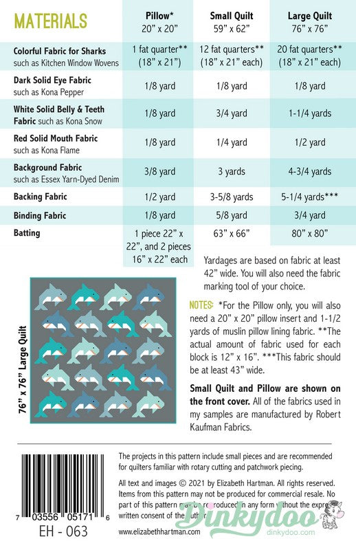 Social Sharks - Quilt Pattern - Elizabeth Hartman
