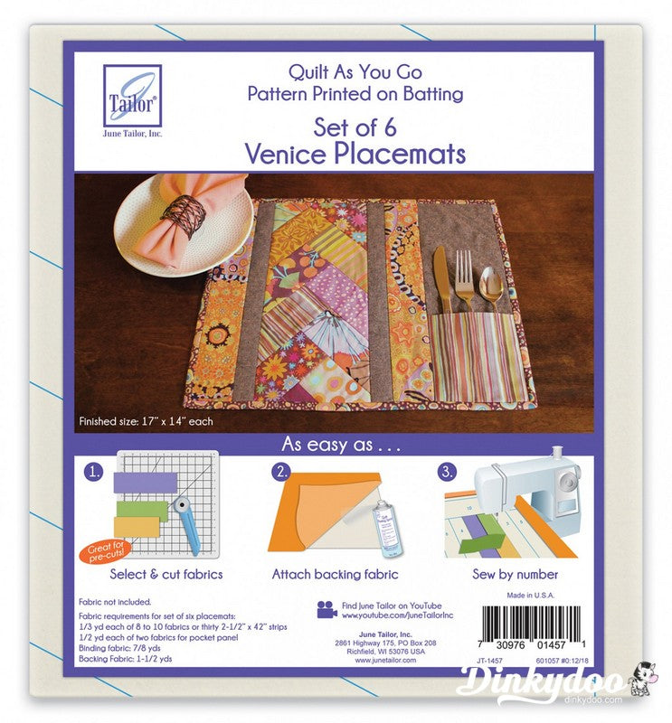 Quilt As You Go Placemat Venice Pattern - June Tailor (Pre-order: May 2026) - Dinkydoo Fabrics
