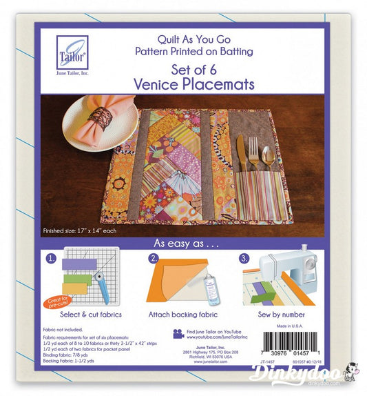 Quilt As You Go Placemat Venice Pattern - June Tailor (Pre-order: May 2026) - Dinkydoo Fabrics