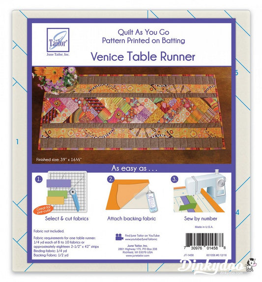 Quilt As You Go Table Runner Venice Pattern - June Tailor (Pre-order: May 2026) - Dinkydoo Fabrics