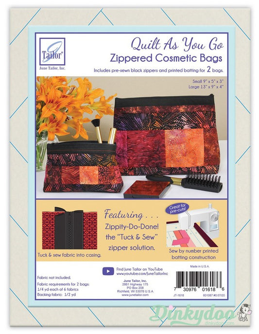 Quilt as you Go - Zippered Cosmetic Bag - Black - June Tailor (Pre-order: Jun 2026) - Dinkydoo Fabrics