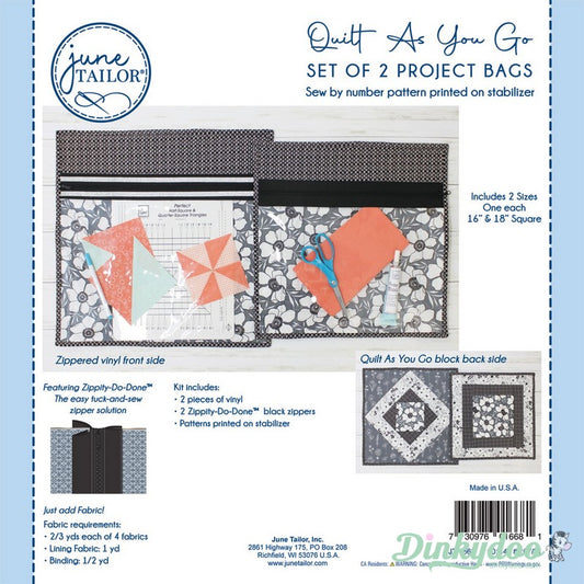 Quilt as you Go - Set of 2 Project Bags - Black - June Tailor (Pre-order: Jun 2024)
