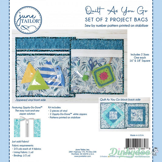 Quilt as you Go - Set of 2 Project Bags - White - June Tailor Inc (Pre-order: Jul 2024)