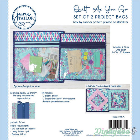 Quilt as you Go - Set of 2 Project Bags - Navy - June Tailor (Pre-order: Jun 2024)