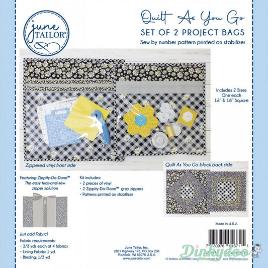 Quilt as you Go - Set of 2 Project Bags - Grey  June Tailor (Pre-order: Jun 2024)