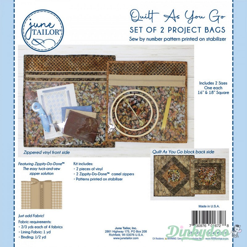 Quilt as you Go - Set of 2 Project Bags - Camel - June Tailor (Pre-order: Jun 2024)
