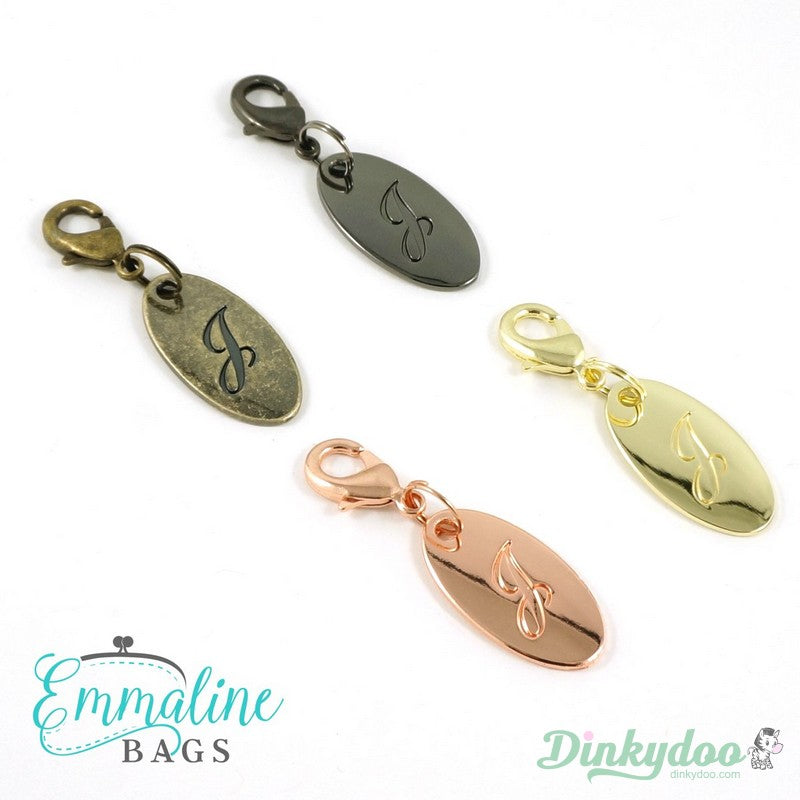 Emmaline Bags - Zipper Pull - Script Alphabet in NIckel
