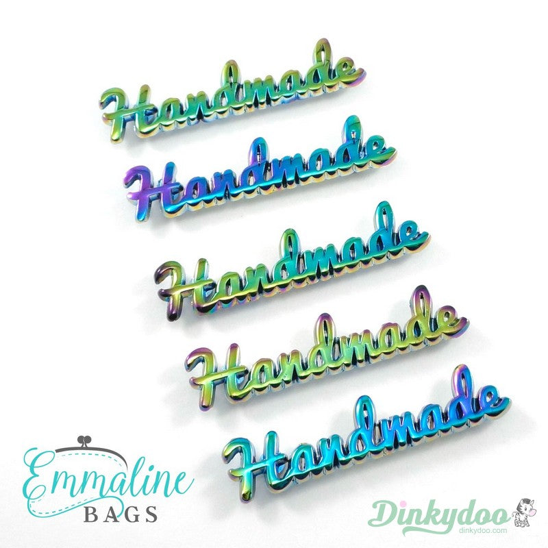 Emmaline Bags - Metal Bag Label - "Handmade" Script Style