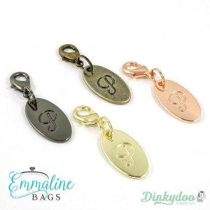 Emmaline Bags - Zipper Pull - Script Alphabet in NIckel