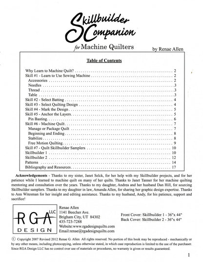 Skillbuilder Companion for Machine Quilters Book - RGA Design