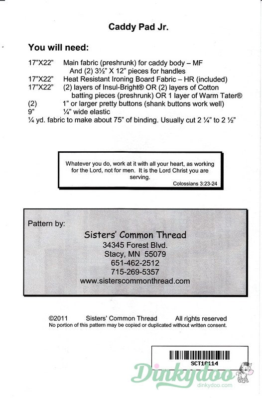 Caddy Pad Jr. Pattern - Sisters' Common Thread