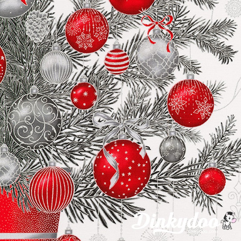 Holiday Flourish 13 - Ornaments in Silver - Robert Kaufman