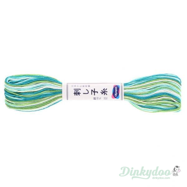 Olympus Sashiko Thread #51 22yd - Variegated Green (Pre-order: Jan 2026)