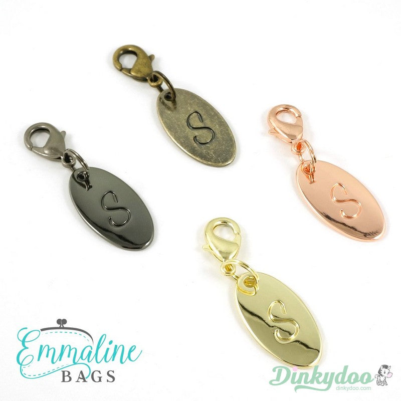 Emmaline Bags - Zipper Pull - Script Alphabet in NIckel