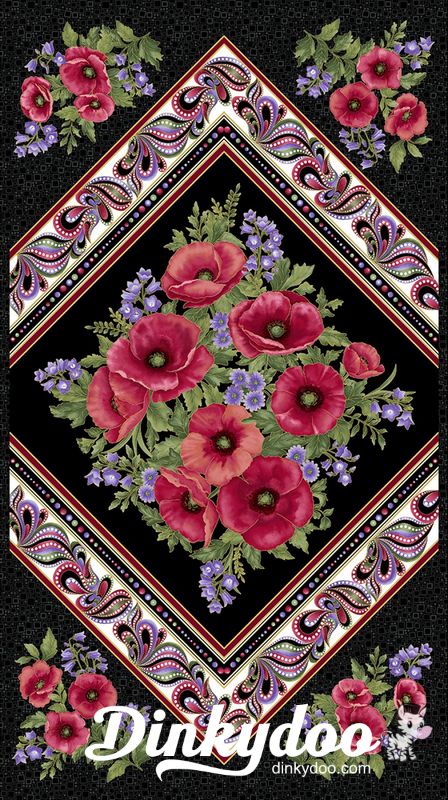 Amazing Poppies - Point Panel Black - Ann Lauer
