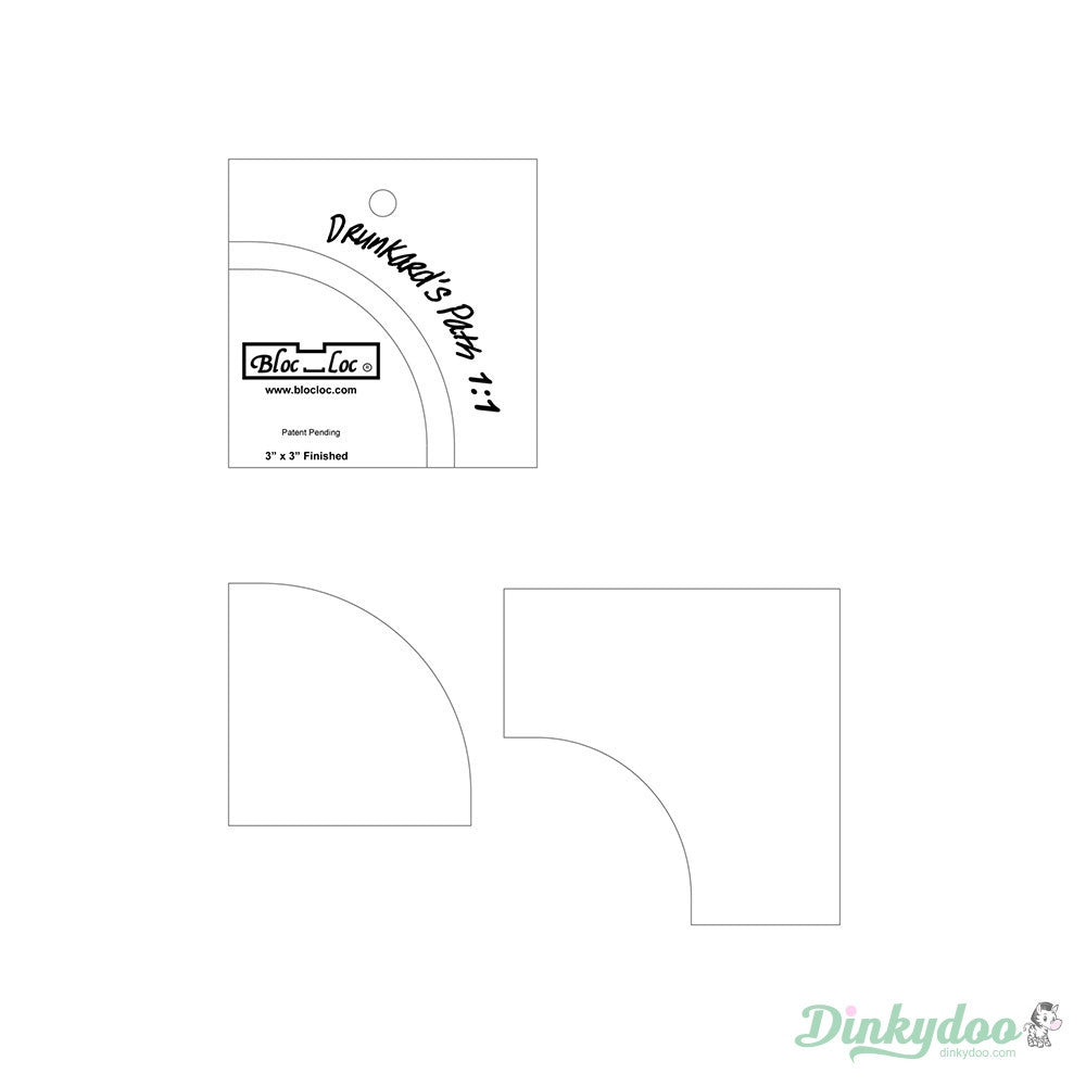 Bloc Loc - Drunkards Path Kit (1:1) 3" x 3" - Dinkydoo Fabrics