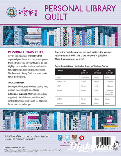 Personal Library Quilt Pattern