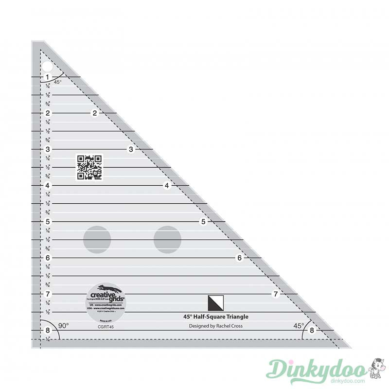 Creative Grids - 45 Degree Half Square Triangle 8.5" Quilt Ruler (Pre-order: May 2024)