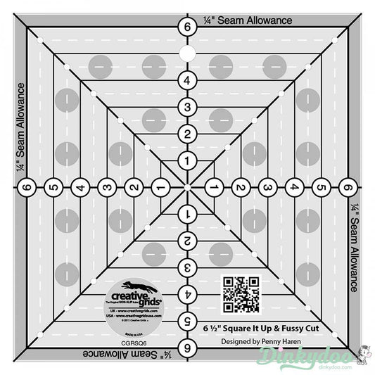 Creative Grids - 6.5" Square it Up or Fussy Cut Quilt Ruler (Pre-order: Jan 2026)