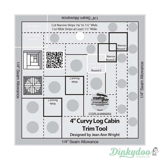 Creative Grids - Curvy Log Cabin Trim Tool 4" Blocks Quilt Ruler (Pre-order: Jan 2026)