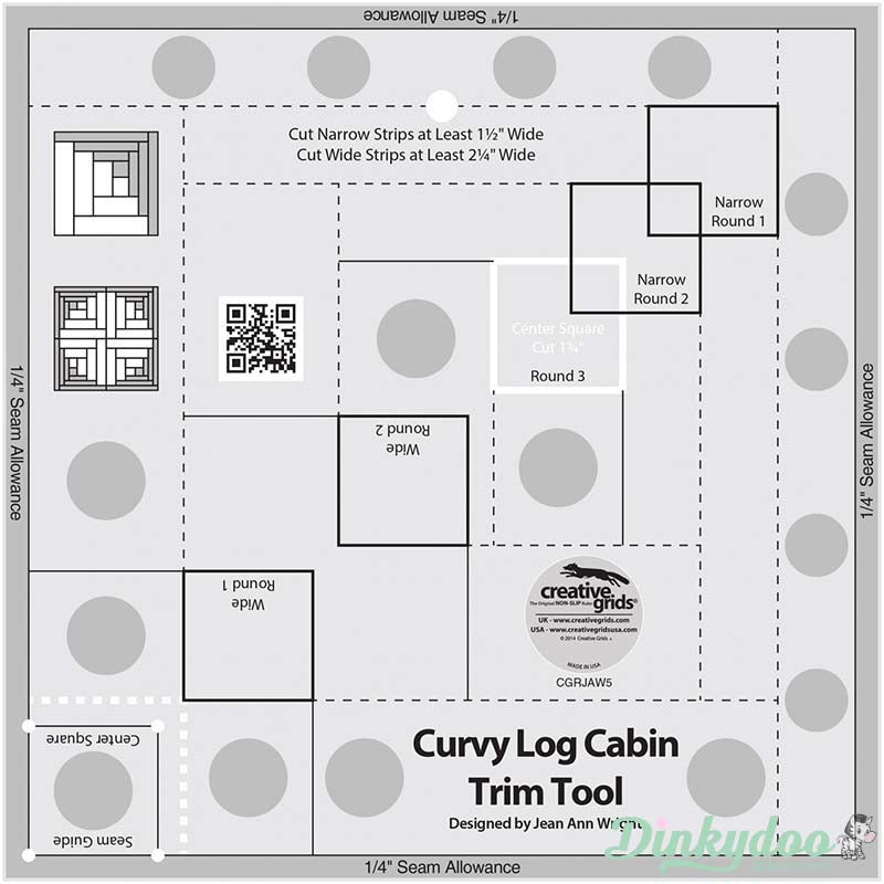 Creative Grids - Curvy Log Cabin Trim Tool 8" Blocks Quilt Ruler (Pre-order: Jun 2024)