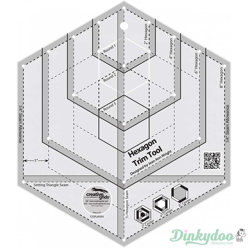 Creative Grids - Hexagon Trim Tool Quilt Ruler (Pre-order: Mar 2024)