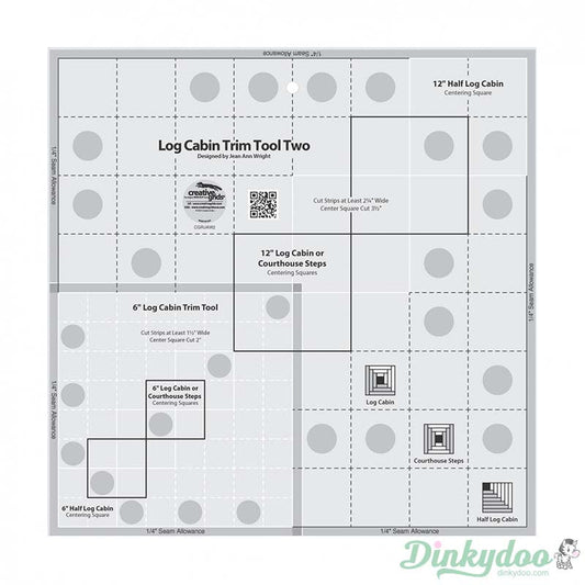 Creative Grids - Log Cabin Trim Tool Two 6" and 12" Blocks Quilt Ruler (Pre-order: Jan 2026)