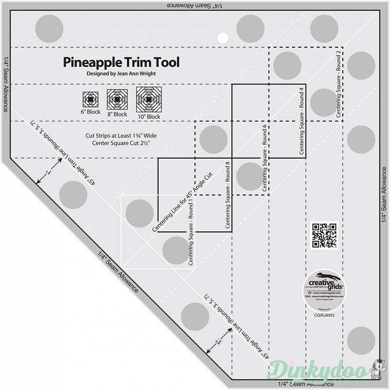 Creative Grids - Pineapple Trim Tool for 6" 8"  or 10" Blocks Quilt Rule (Pre-order: May 2024)