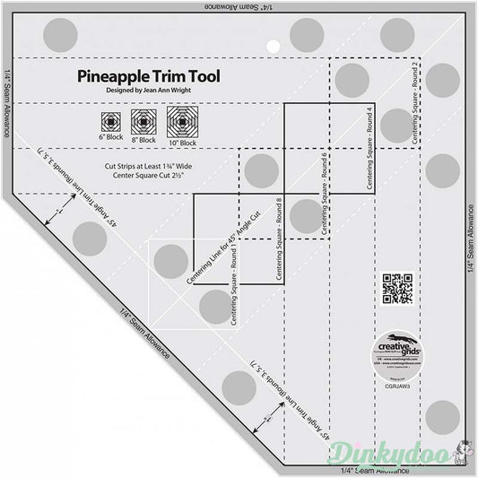Creative Grids - Pineapple Trim Tool for 6" 8"  or 10" Blocks Quilt Rule (Pre-order: Jun 2024)