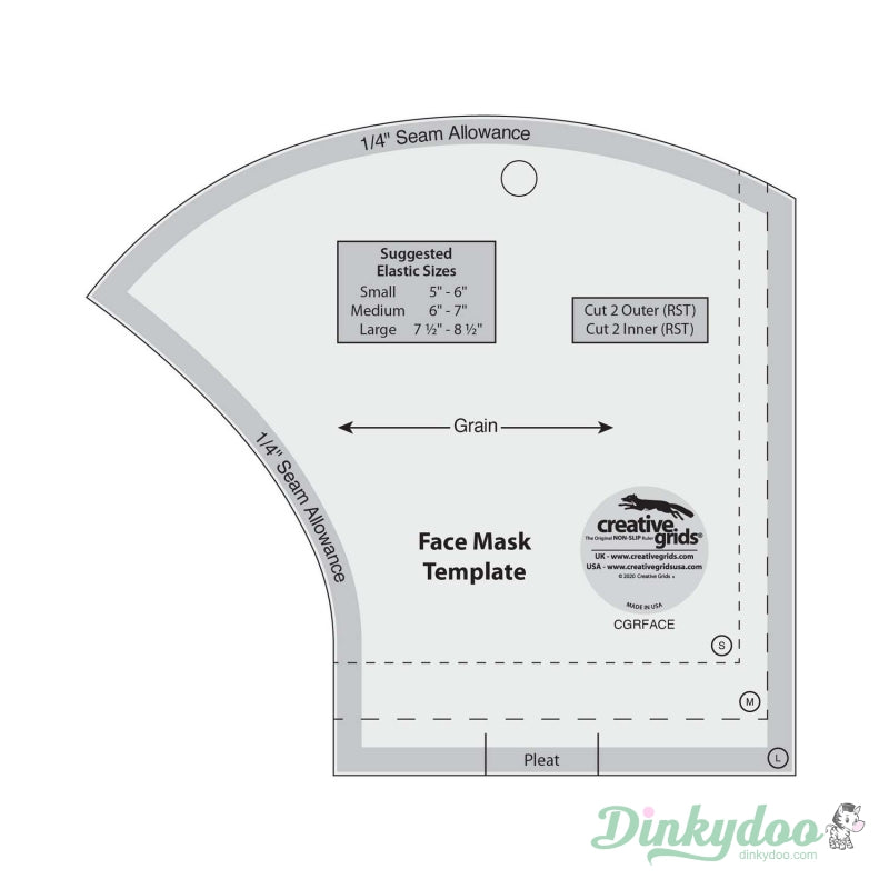 Creative Grids - Face Mask Template (PPE) - 3 Sizes in 1